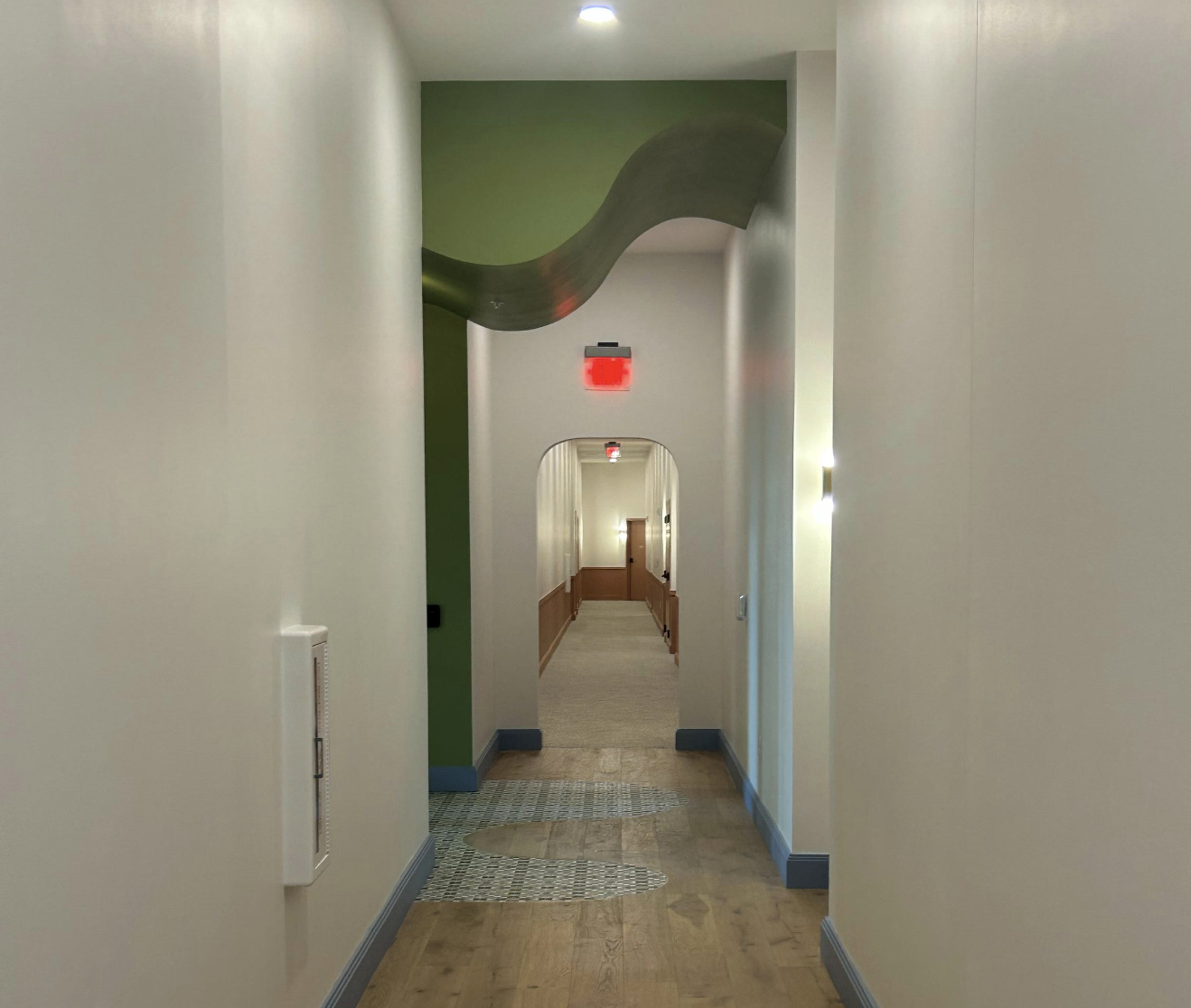 Inside of a hallway at Rambler Atlanta. 